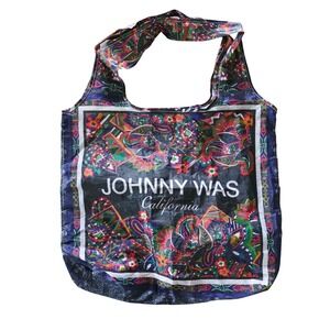 Johnny Was California Reusable Tote Bag Colorful Paisley Print Foldable 18x15